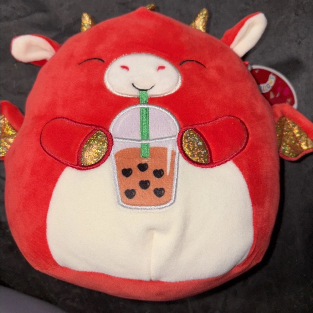 NWT Squishmallows 2022 BAIDEN The Red Dragon 8" Boba Tea Plush
